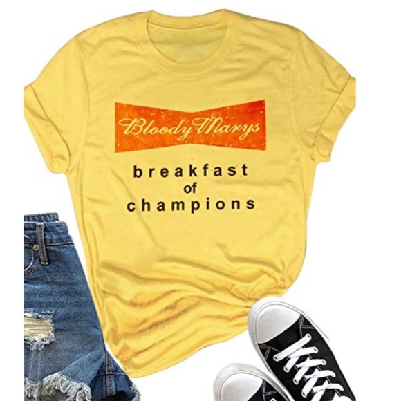 everfitte Tops - Bloody Marys Breakfast Of Champions Yellow Tee